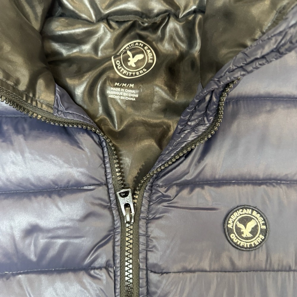 American Eagle Puffer Vest Womens M Blue Down Cozy Winter‎ Layer Casual - Picture 3 of 7